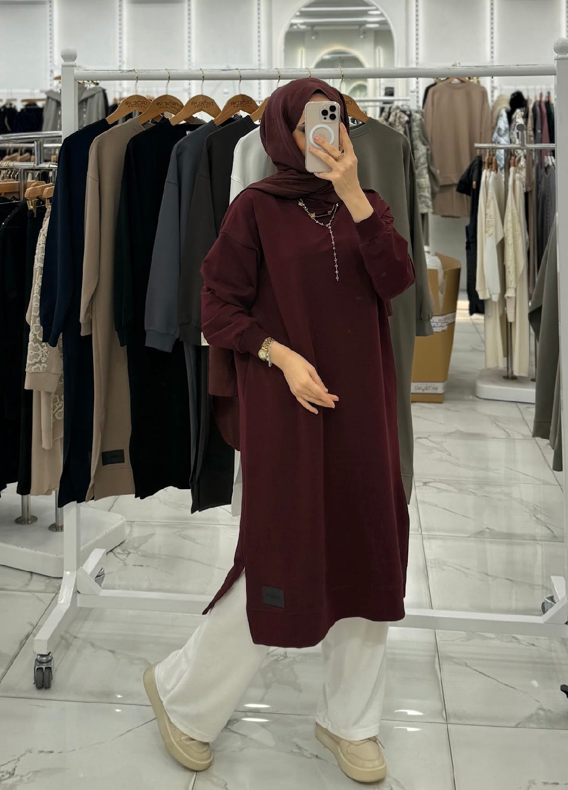 Modest Long Tunic Burgundy