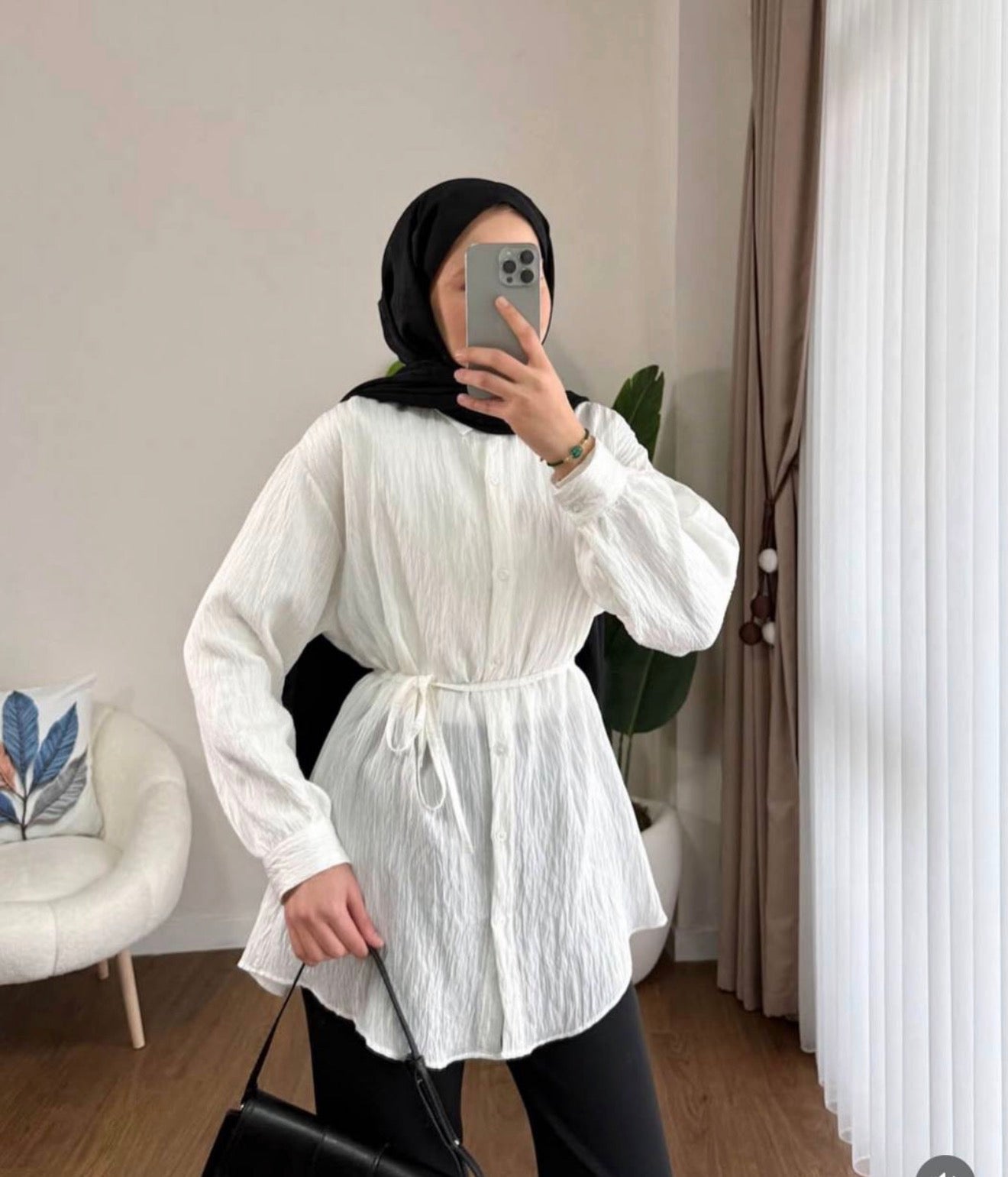 Tie Waist Textured Tunic