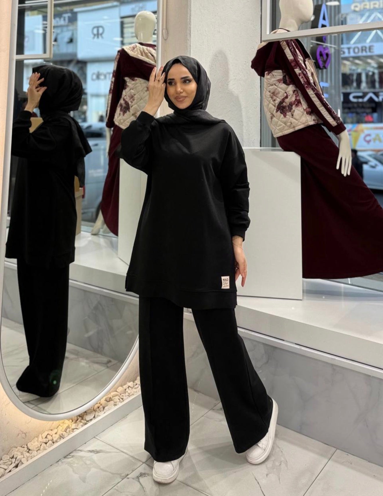 Two Piece Modest Tracksuit - Black
