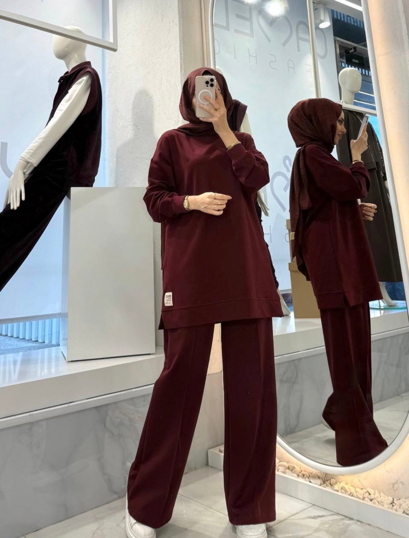 Two Piece Modest Tracksuit - Burgundy