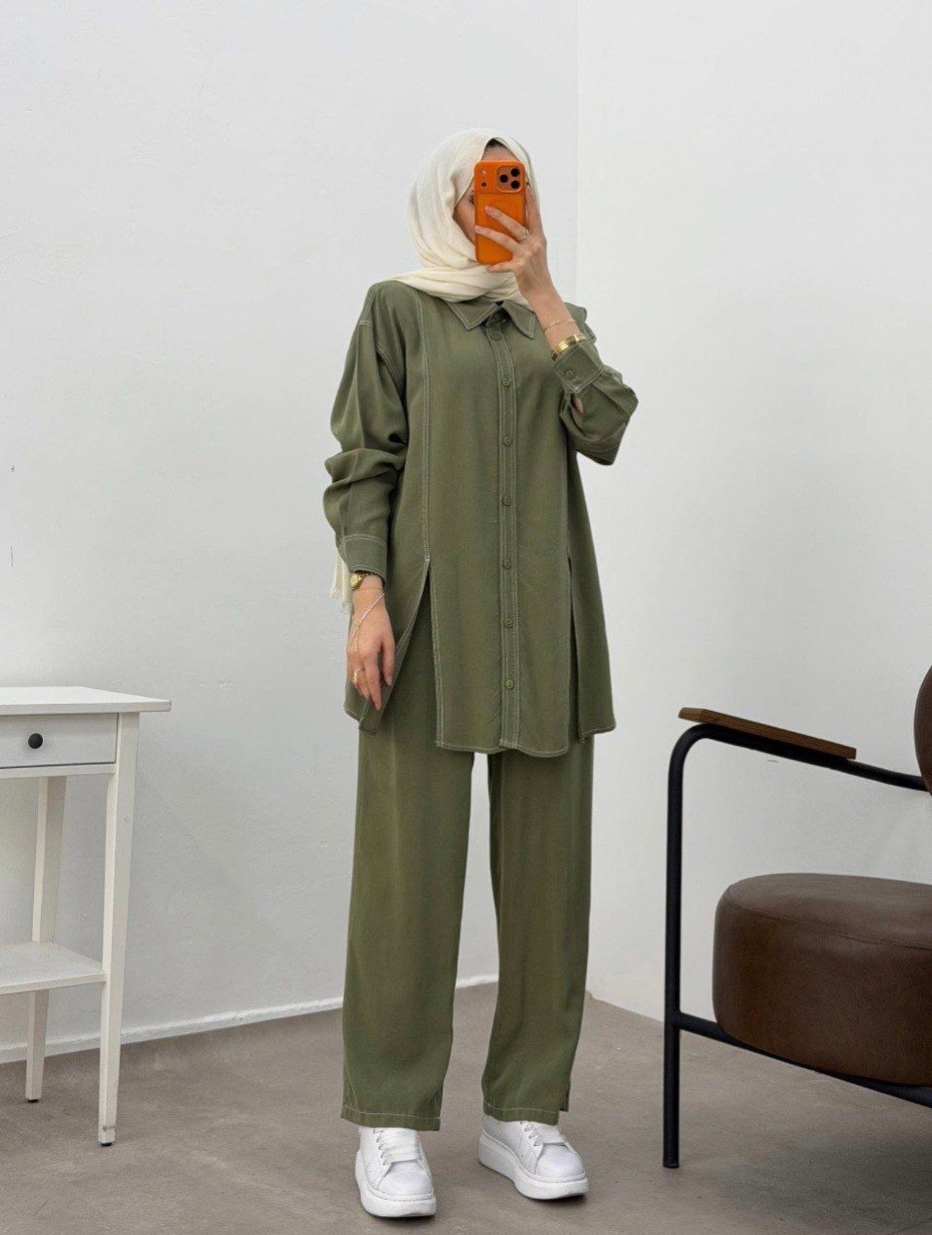 Two Piece Co-Ord set in Olive Green