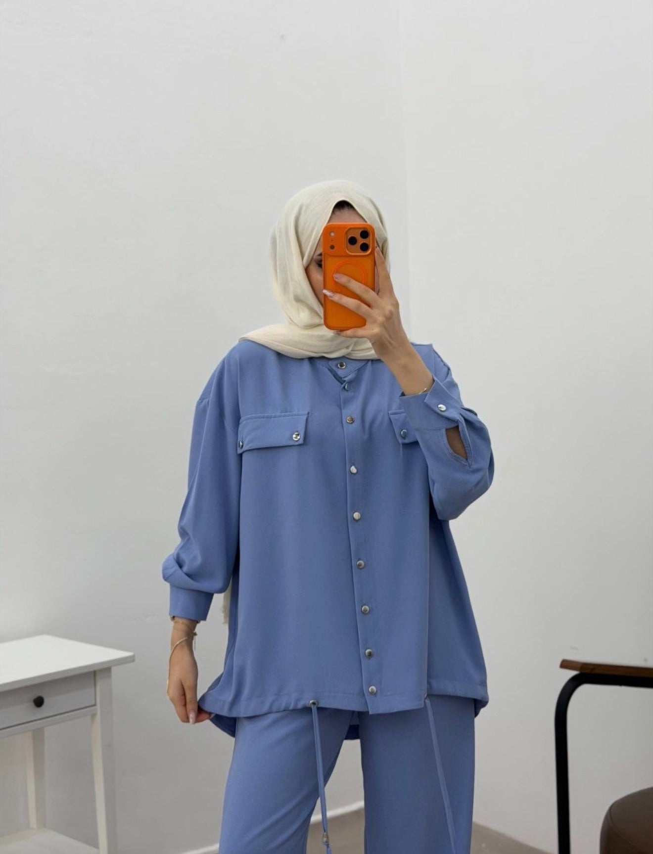 Two Piece Utility Set in Light Blue