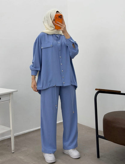 Two Piece Utility Set in Light Blue