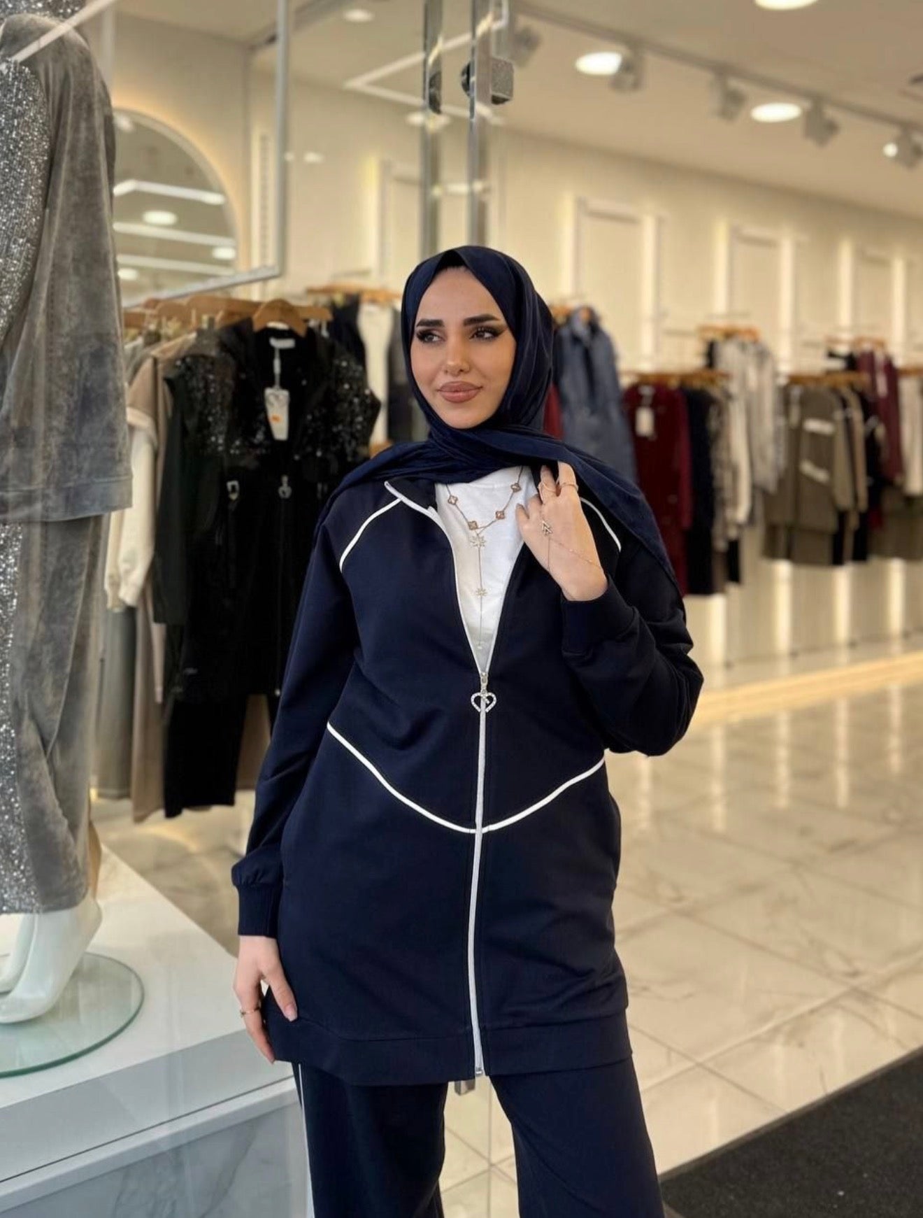 Two-piece Zip Up Tracksuit in Black