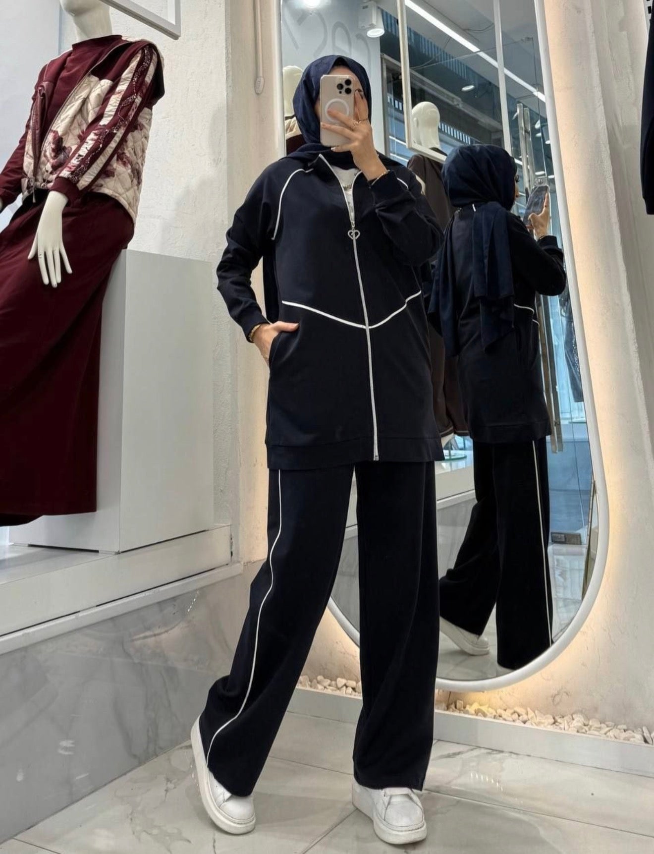 Two-piece Zip Up Tracksuit in Black