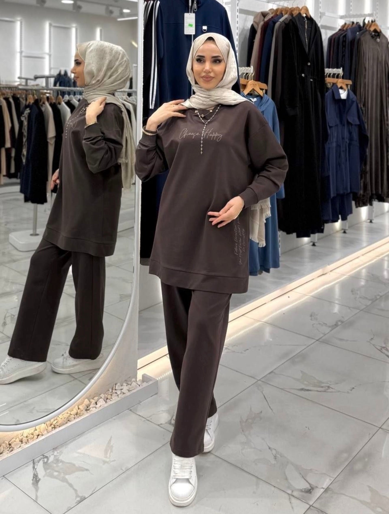 Choose Happy Tunic Set in Brown