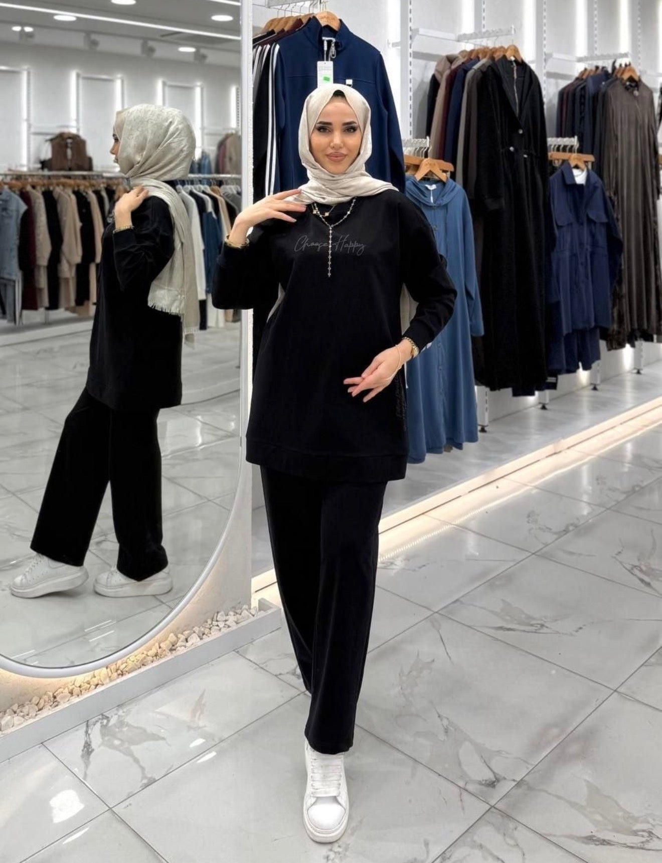 Choose Happy Tunic Set in Black