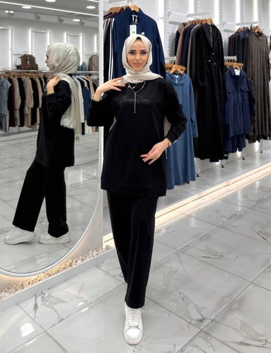 Choose Happy Tunic Set in Black